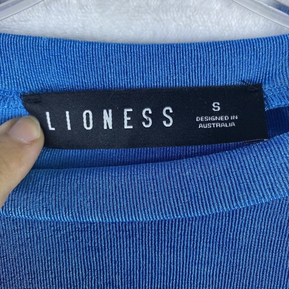 Lioness Mini Bodocon Dress Sz S Blue Long Sleeve Ruched Slinky NYE Party Shopbop - Picture 3 of 9
